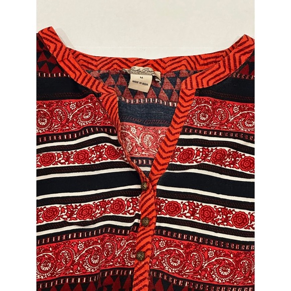 Lucky‎ Brand Red Paisley Print Sleeveless Mini Dress Summer Boho Festival - Picture 2 of 9